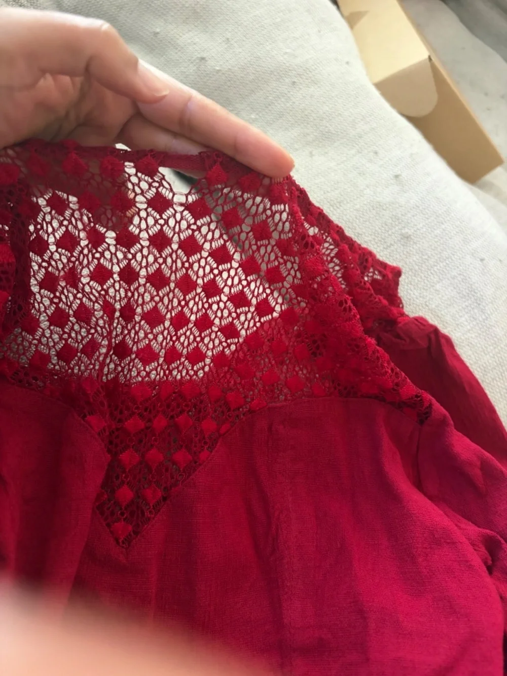 Free People Intimately Lace Tie Back Crop Top Red Size XS